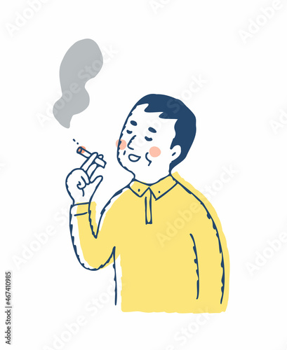 Plakat 美味しそうにタバコを吸う男性