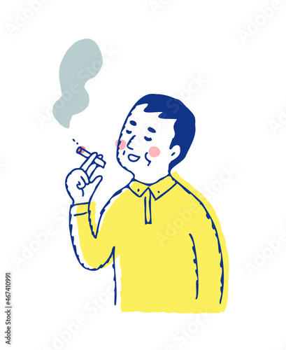 美味しそうにタバコを吸う男性