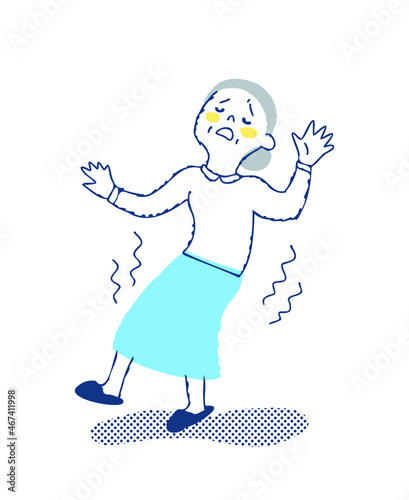 めまいでふらつくシニア女性