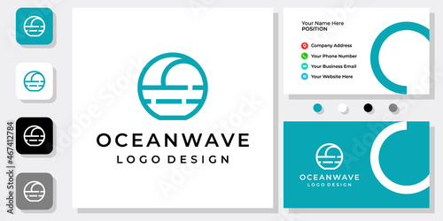 Abstract logo design ocean wave sport industry with business card template.