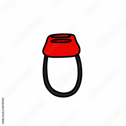 atc belay device for climbing doodle icon, vector color line illustration