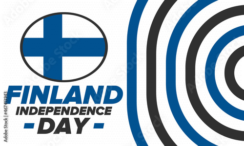 Finland Independence Day. Finnish national happy holiday, celebrated annual in December 6. Finland flag. Patriotic elements. Poster, card, banner and background. Vector illustration