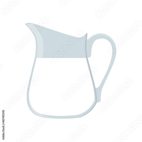 Glass milk jug. Flat style. Dairy beverage product. Isolated vector illustration