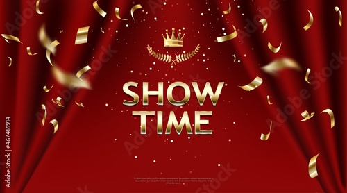 show time, red curtain frame with backlight