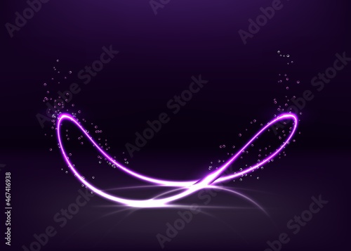 Neon circle light line on ground