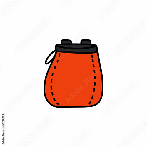 chalk bag for climbing doodle icon, vector color line illustration photo