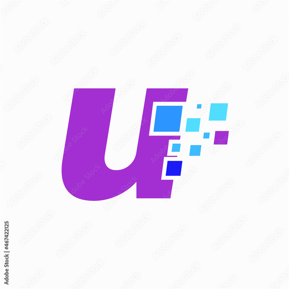 U initial letter pixel design logo icon vector image U initial letter pixel design logo icon vector image