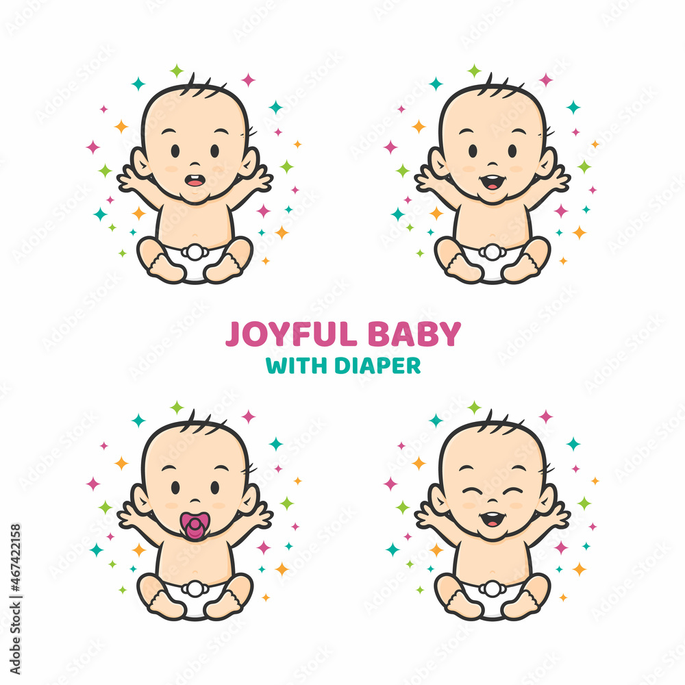 joyful baby diaper with different facial expression joyful baby diaper with different facial expression