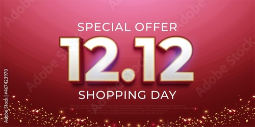 Realistic design 12.12 online shopping sale poster or flyer design