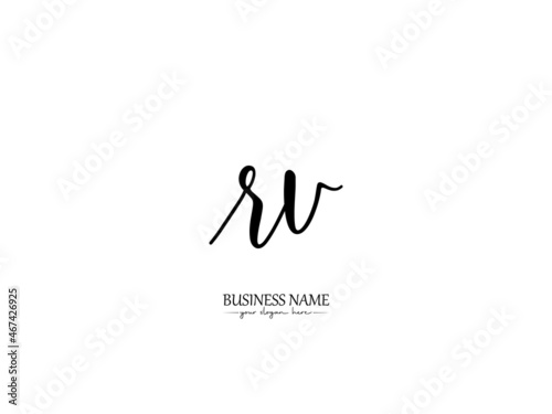 initial RV Logo, Signature RV r v Letter Logo Icon Design For For Your Brand