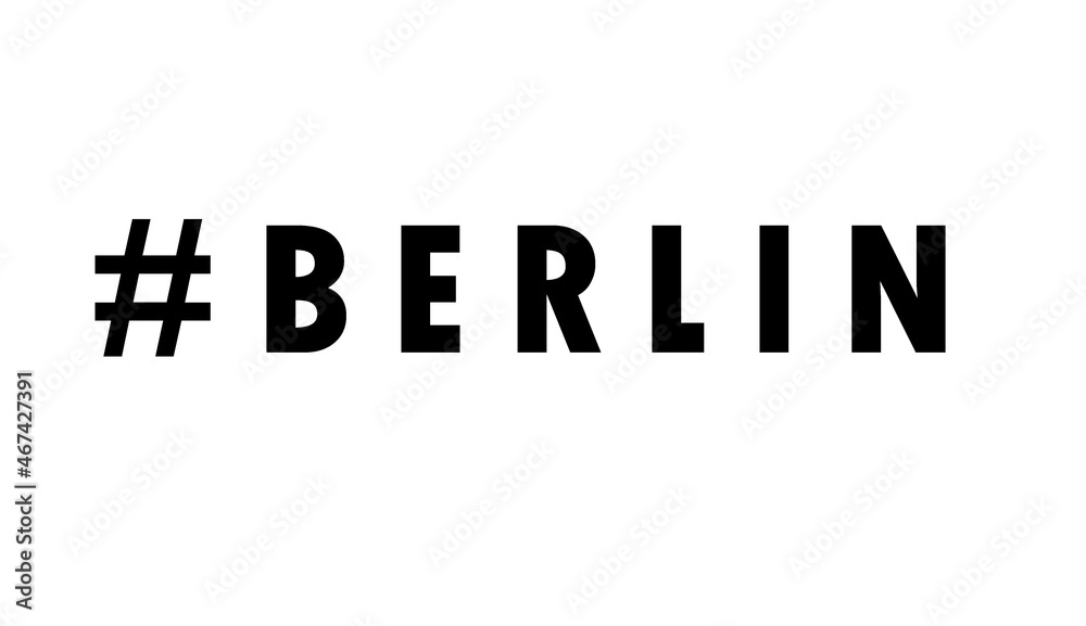 Berlin hashtag word on white