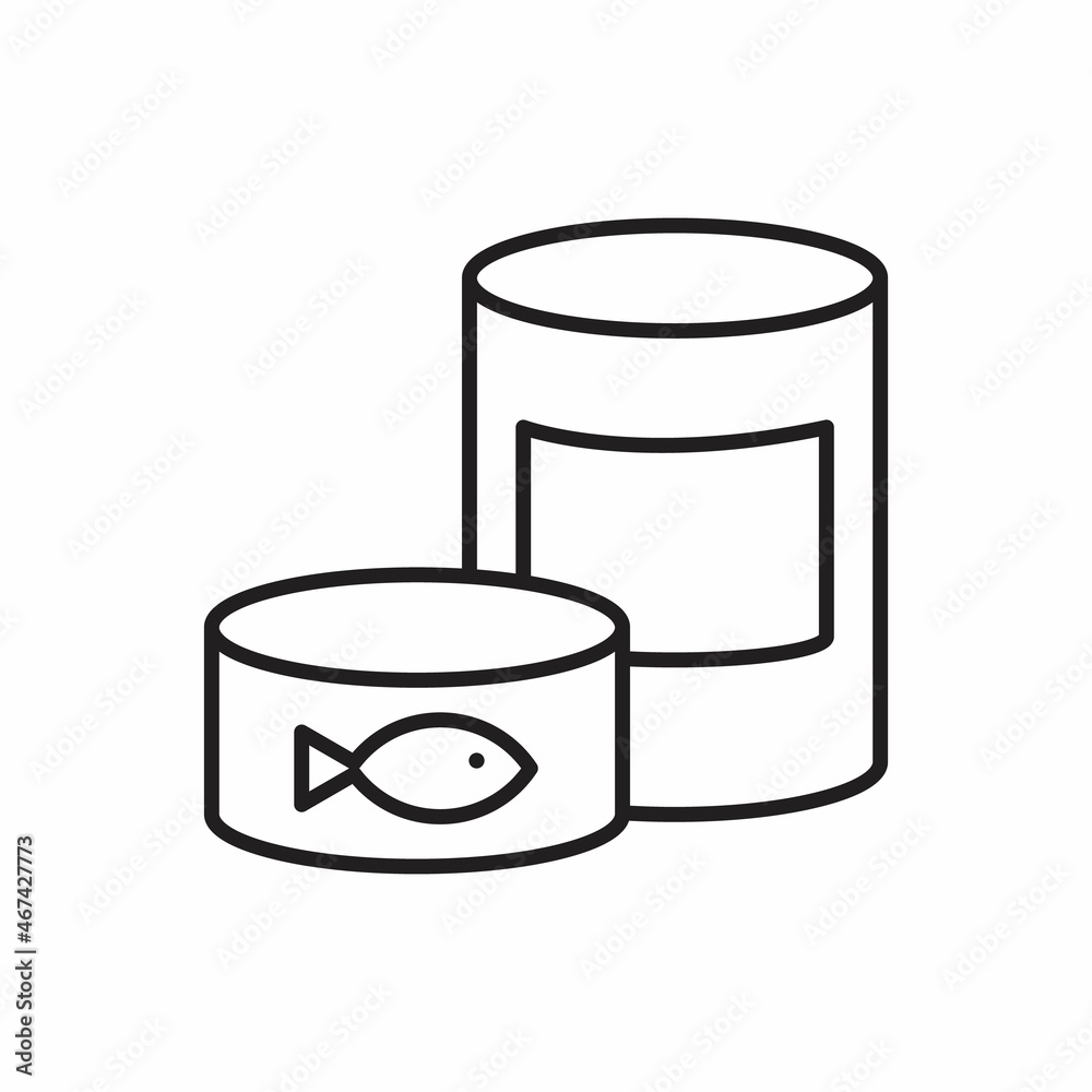 Canned food line icon, tin can and container, canned fish sign Canned food line icon, tin can and container, canned fish sign