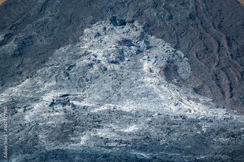 Landscape of vast black molten lava rock at Fagradalsfjall Volcano Iceland