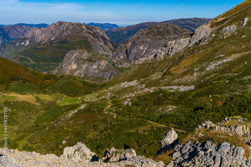 Autumn landscape in the Somiedo natural park in Asturias. 