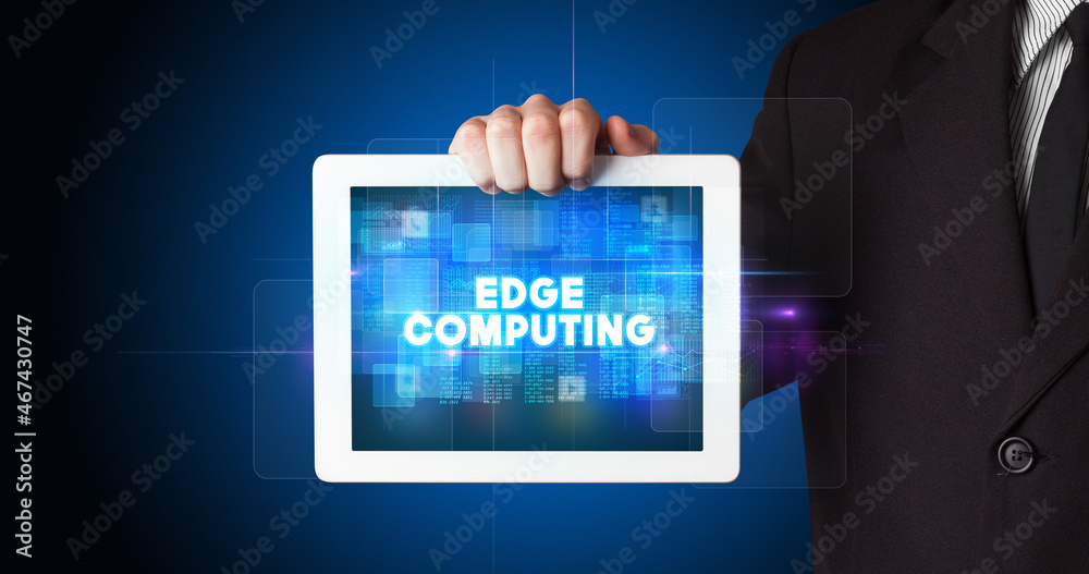 Person holding tablet, technology concept Person holding tablet, technology concept