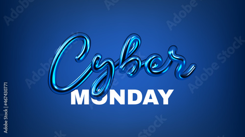 Cyber Monday Sale banner. Realistic 3d lettering. Cyber Monday lettering for decoration promotional discount event. Vector illustration for decoration sale banners, cards, posters, flyers.