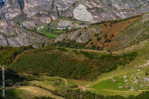 Autumn landscape in the Somiedo natural park in Asturias.  photo