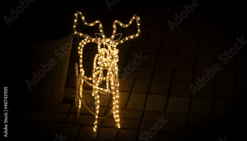 christmas deer flashlight standing in the dark