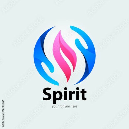 Abstract vector, SPIRIT, hand holding fire as a corporate symbol.