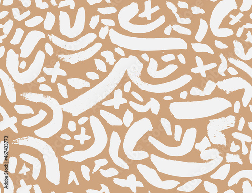 Modern Graffiti Hand Drawn Vector Seamless Pattern.  Natural Neutral Color Design for Fabric, Wrapping Paper, Gift Cards etc.
