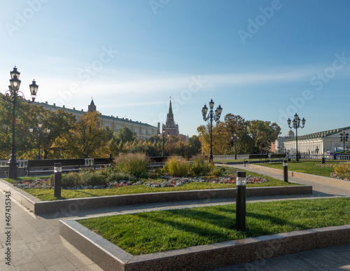 View from Manezhnaya Square to the Kremlin and the Alexander Garden in autumn © Firefly