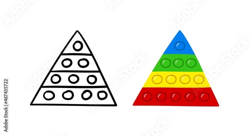 Pop it toy. Hand drawn doodle trendy toy antistress in the form triangle. Vector illustration.