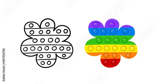 Hand drawn Pop it toy. Doodle trendy toy antistress. Vector illustration.