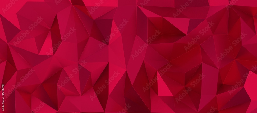 High resolution 3d abstract geometric magenta  background, triangle seamless