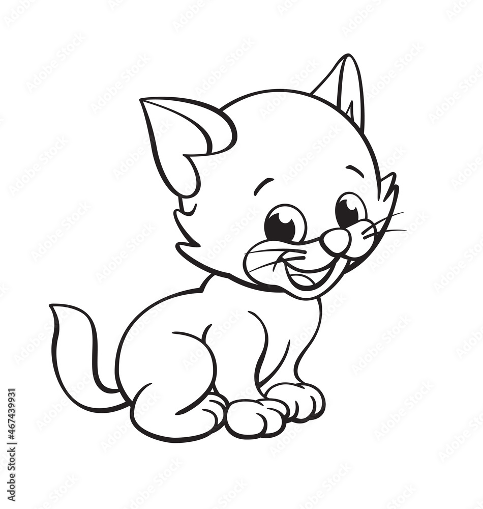 cute cartoon kitten cat coloring book image cute cartoon kitten cat coloring book image