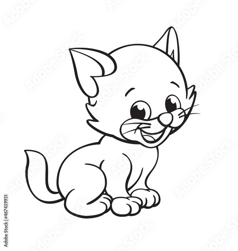 cute cartoon kitten cat coloring book image