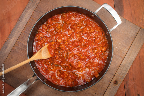 Homemade pasta sauce with sausage