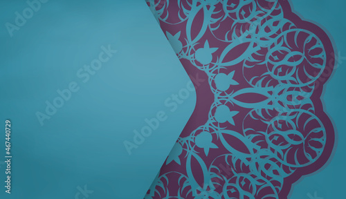Baner of turquoise color with a luxurious purple ornament for design under your text