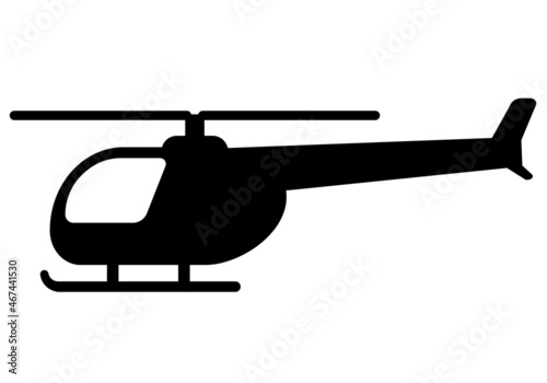 helicopter monochrome icon, simple flat design - vector