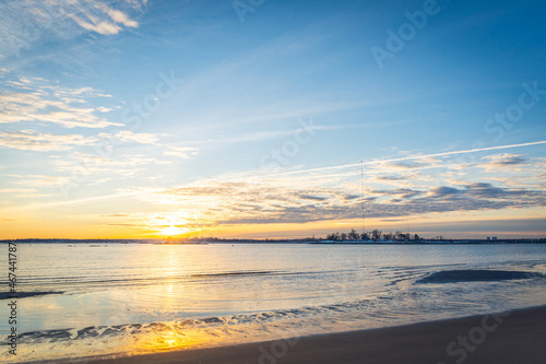 A Beautiful Sunrise in a Beach in Winter