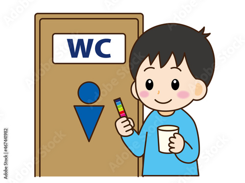 尿検査をする男の子のイラスト＿ベクター