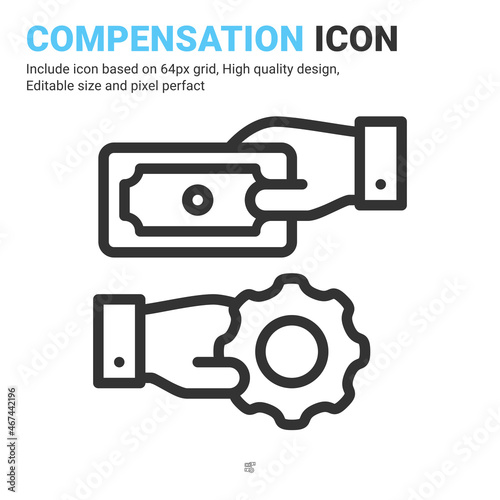 Compensation icon vector with outline style isolated on white background. Vector illustration retribution sign symbol icon concept for business, finance, industry, company, apps, web and project