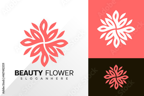 Beauty flower line logo vector design. Abstract emblem, designs concept, logos, logotype element for template
