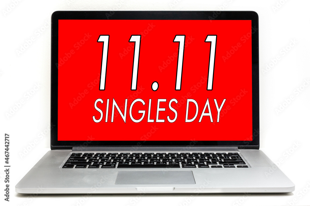 Online shopping of China, 11.11 single's day sale concept. text 11.11 single's day sale on a red background Online shopping of China, 11.11 single's day sale concept. text 11.11 single's day sale on a red background