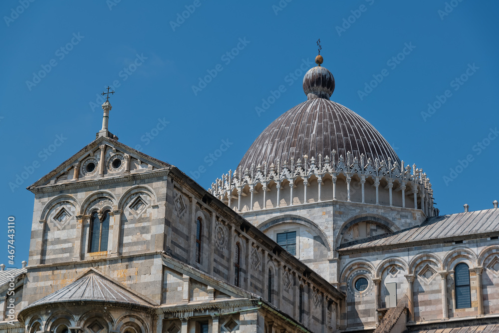 Cathedral and the Leaning Tower in Piazza dei Miracoli, Pisa, Italy.