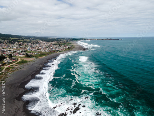 Panoramic aerial view of pichilemu on a cloudy day