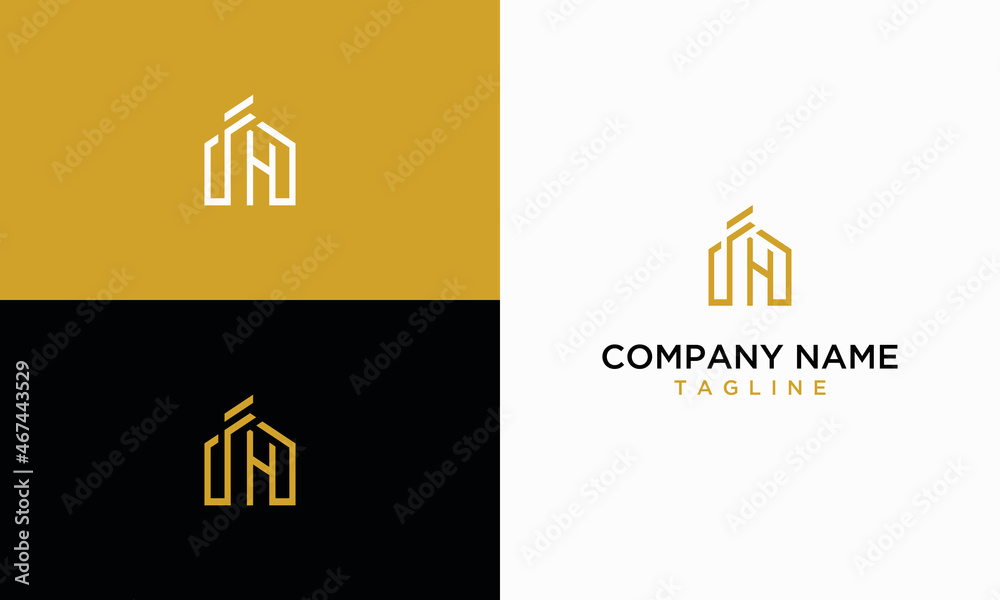 illustration vector graphic of letter FH , modern logo featuring a combination of FH and house illustration vector graphic of letter FH , modern logo featuring a combination of FH and house