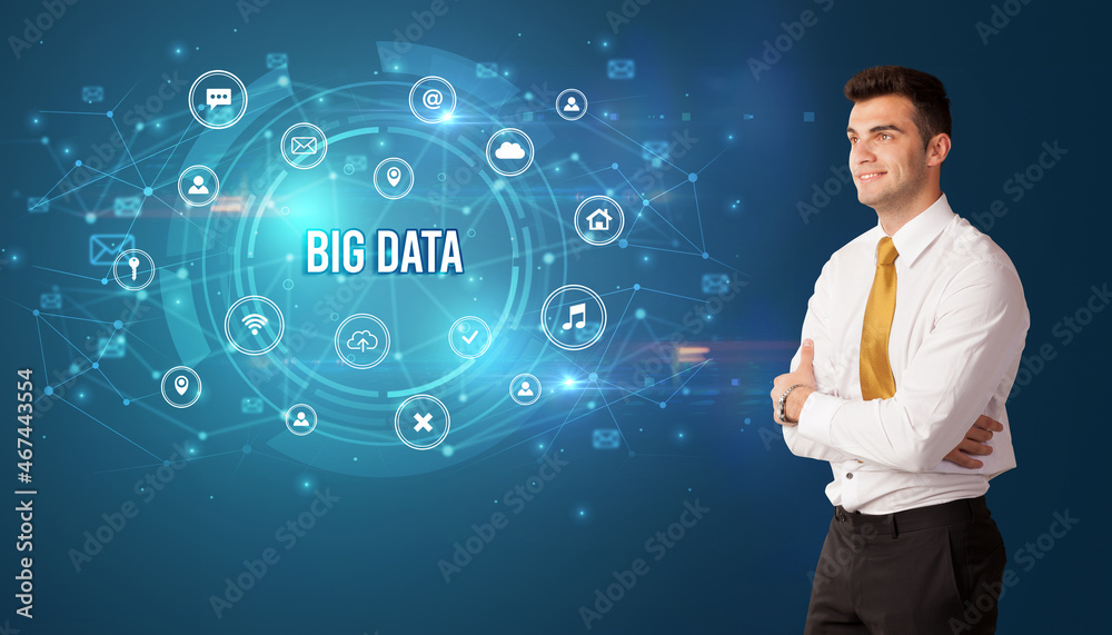 Businessman thinking about modern technology Businessman thinking about modern technology