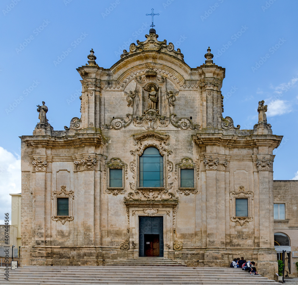 Facade of the church Chiesa del Purgatorio of Matera, Italy