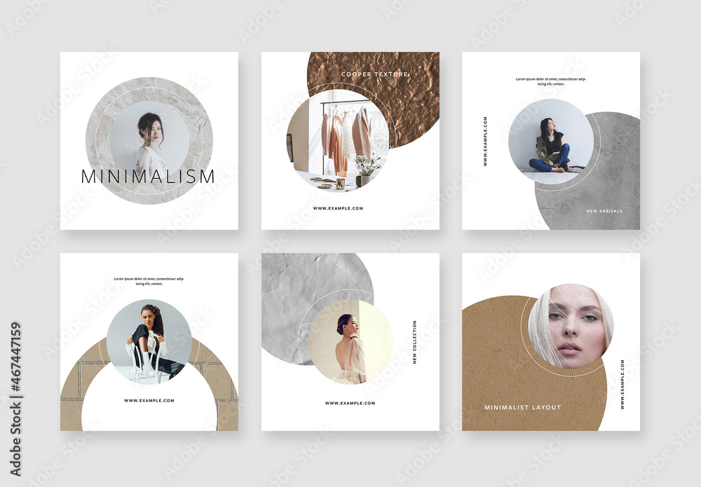Artistic Social Posts with Various Texture Designs Stock Template ...