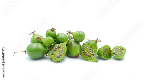 Mini kiwi baby fruits (actinidia arguta) isolated on white background 