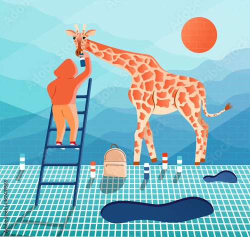 Giraffe on the wall