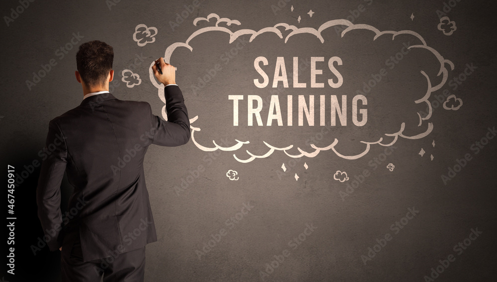 businessman drawing a cloud with inscription