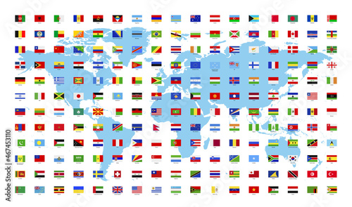 World flags - vector set of rectangular icons.