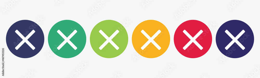 Fototapeta premium Set collection 6 buttons with delete icon.