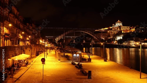 Porto, Portugal- Ponte Luis I and Douro River nightlapse photo